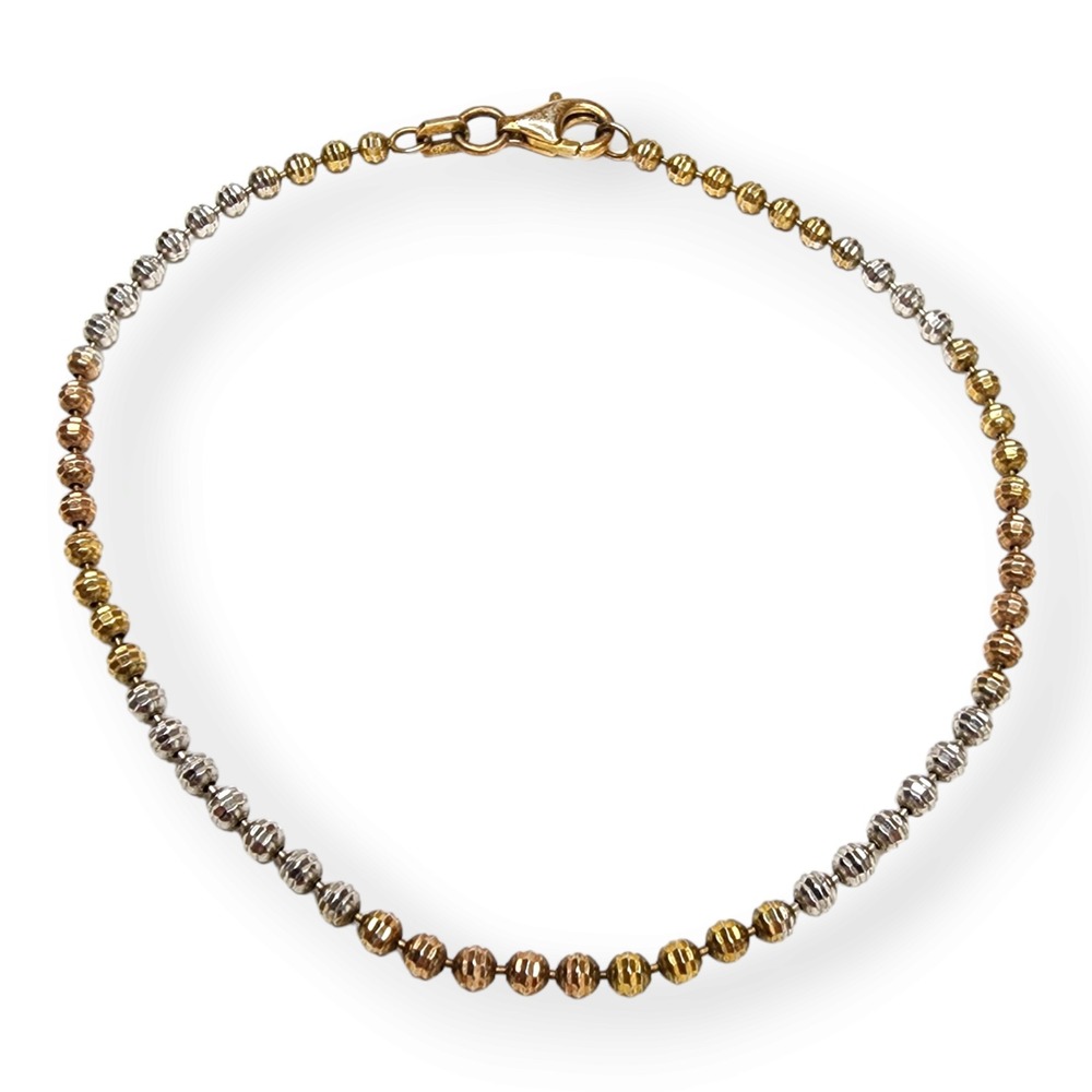 Vintage Sterling Silver 925 and Gold Vermeil Ball Chain Bracelet 7.75 Inches
